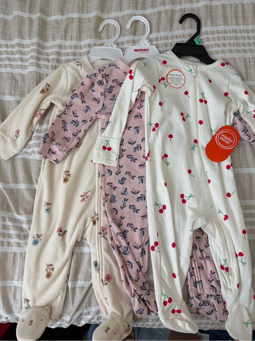 Wonder Nation Cream Cherry-Print Footed One-Piece